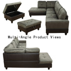 NOVAHOME 3-Piece Fabric Sectional Sofa Set with Storage Ottoman - product view 07