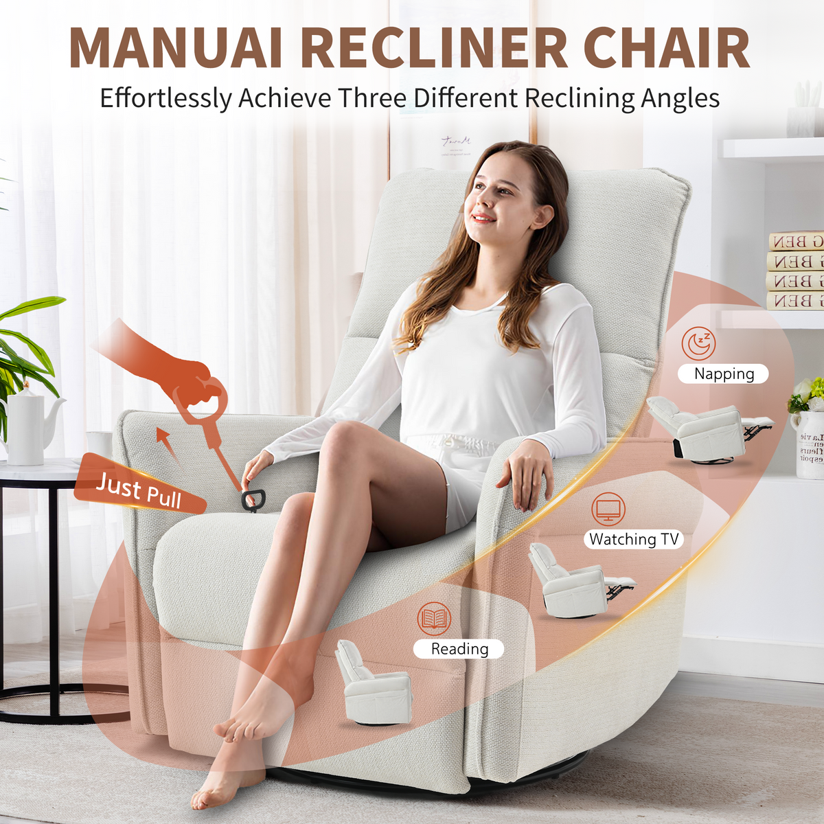 Gray swivel rocker recliner chair side profile