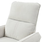 Padded backrest detail on gray swivel recliner