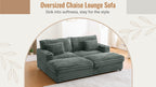 Dark Sage Green oversized double chaise lounge sofa detail 1