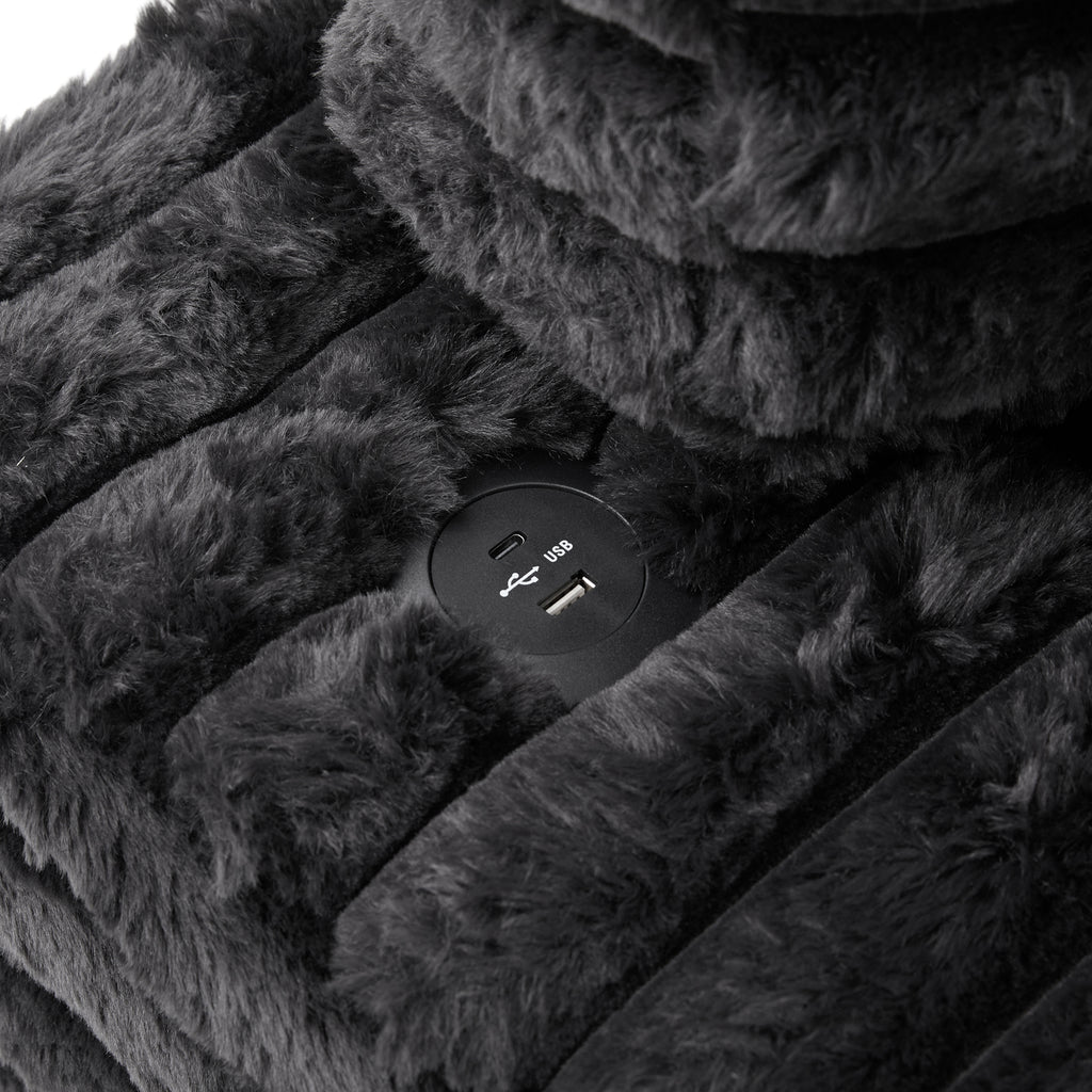 Black oversized double chaise lounge sofa detail 2