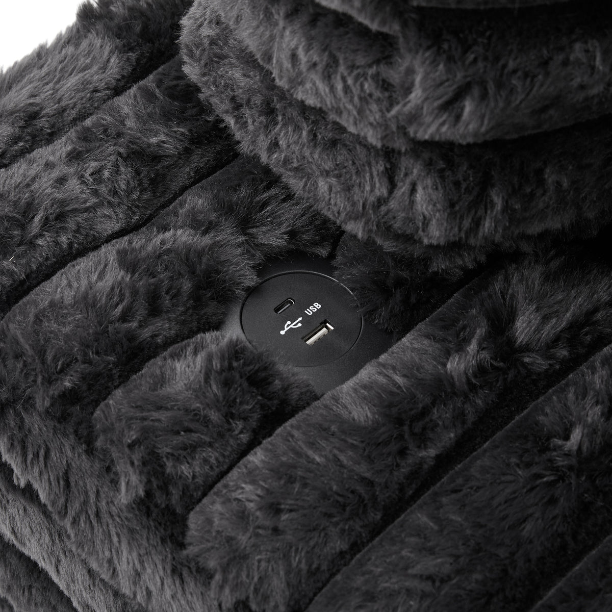 Black oversized double chaise lounge sofa detail 2
