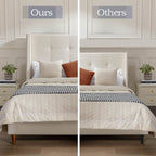 NOVAHOME Peyton queen velvet wingback platform bed detail 2