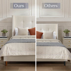 NOVAHOME Peyton queen velvet wingback platform bed detail 2