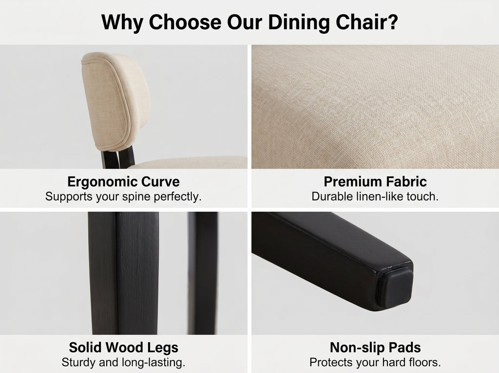 NOVAHOME upholstered rubberwood dining chair feature 4