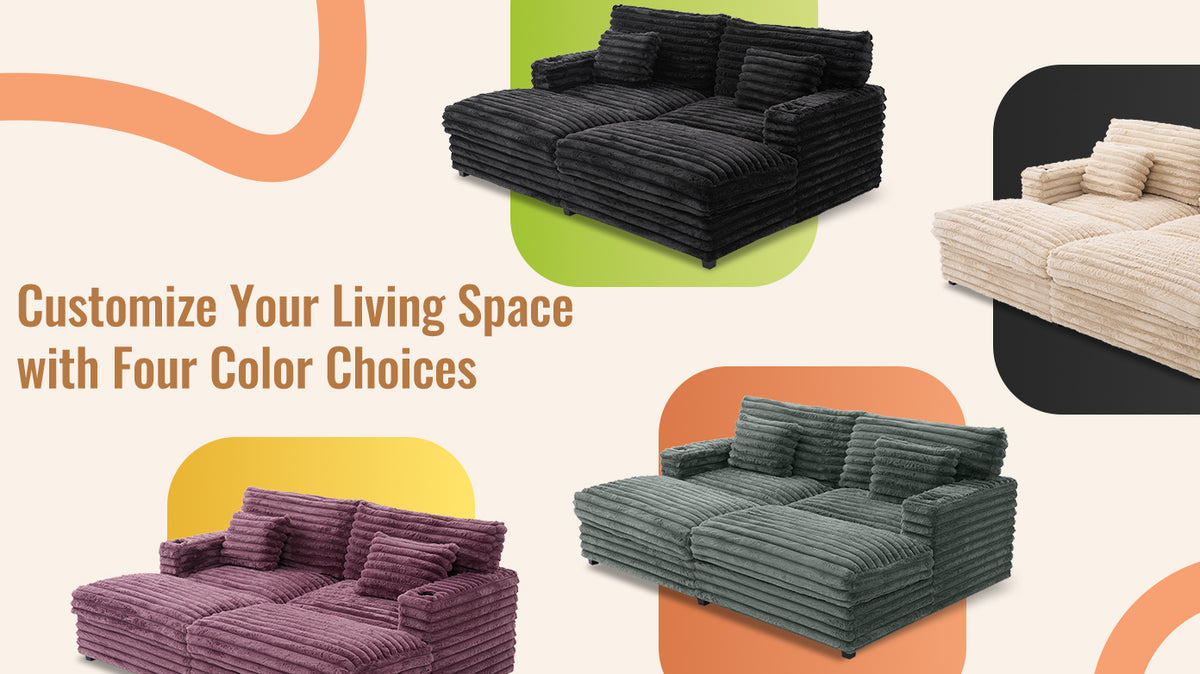 Champagne oversized double chaise lounge sofa detail 4