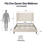 NOVAHOME Peyton queen velvet wingback platform bed detail 5