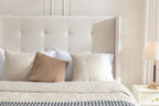 NOVAHOME Peyton queen velvet wingback platform bed detail 6