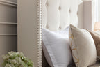 NOVAHOME Peyton queen velvet wingback platform bed detail 7