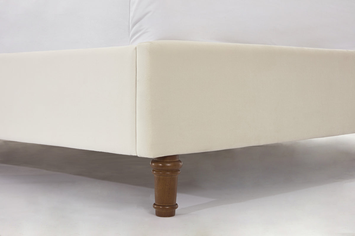 NOVAHOME Peyton queen velvet wingback platform bed detail 8