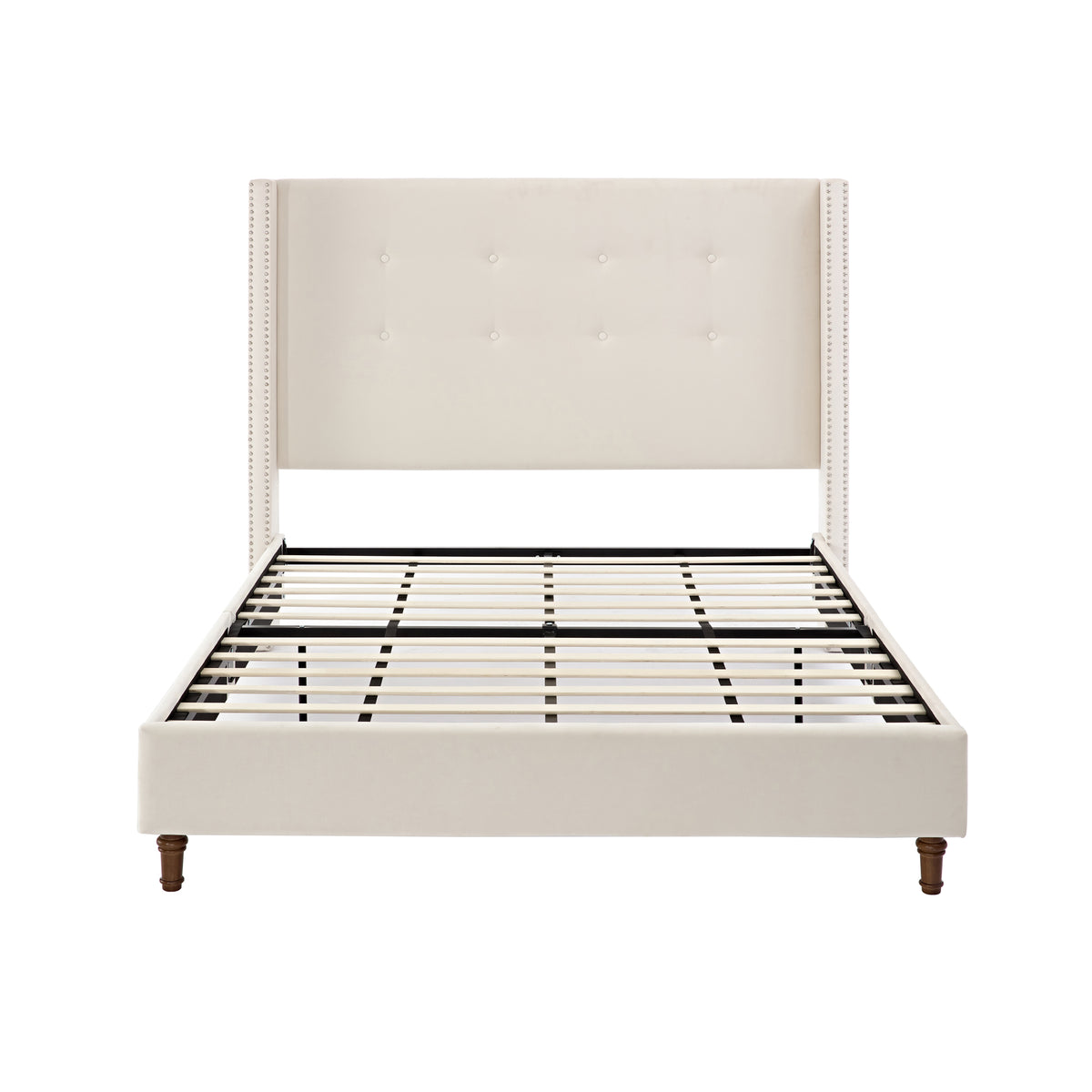 NOVAHOME Peyton queen velvet wingback platform bed image 1