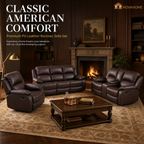 NOVAHOME Manual Reclining PU/PVC Sofa Collection with Consoles