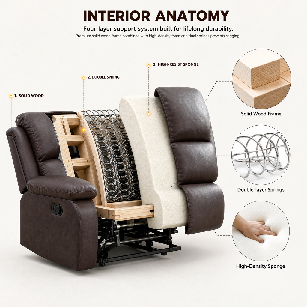 NOVAHOME Manual Reclining PU/PVC Sofa Collection with Consoles