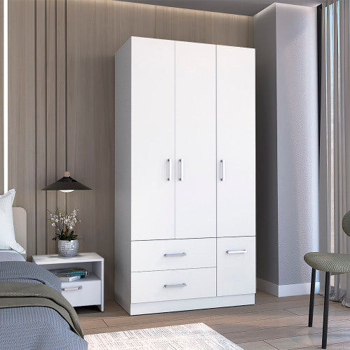 NOVAHOME 71-Inch 4-Door Armoire Wardrobe with 2 Drawers & Hanging Rod