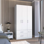 NOVAHOME 71-Inch 4-Door Armoire Wardrobe with 2 Drawers & Hanging Rod