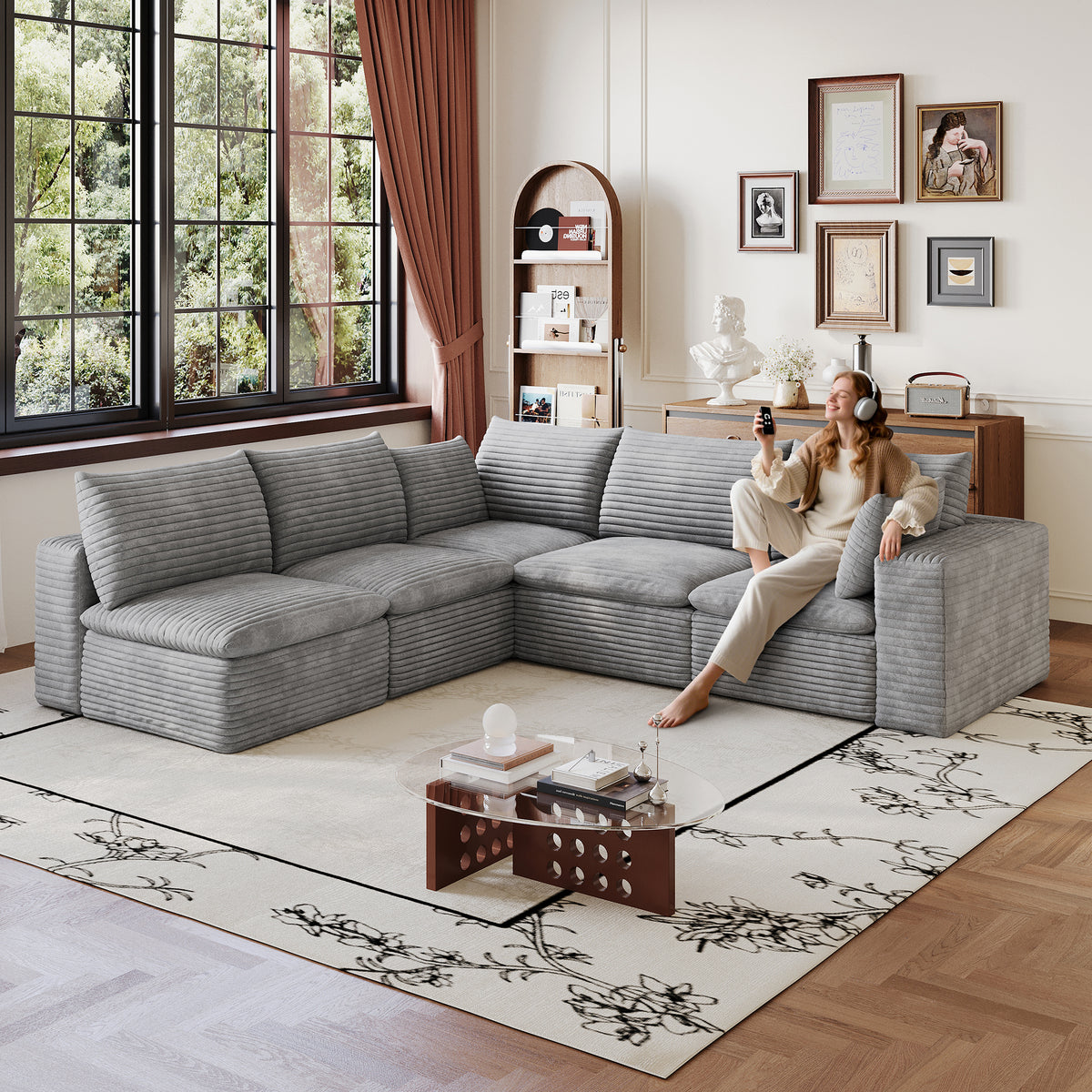 NOVAHOME modular corduroy cloud sectional sofa image 1
