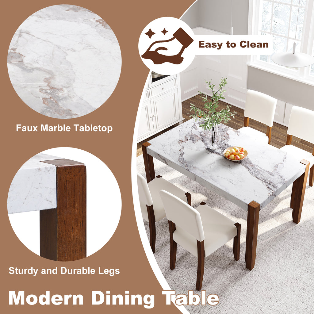 NOVAHOME white faux marble dining table product image 3