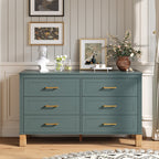 NOVAHOME Modern 6-Drawer Double Dresser with Solid Wood Legs