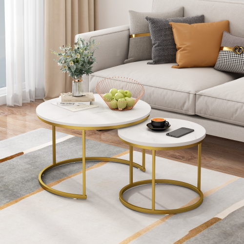 NOVAHOME 27.6″ Round Nesting Coffee Table Set of 2