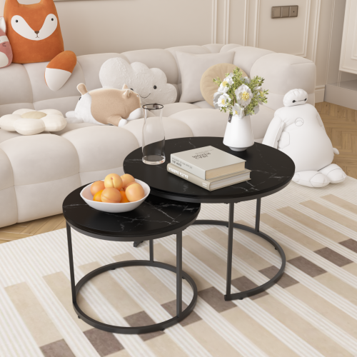 NOVAHOME 27.6″ Round Nesting Coffee Table Set of 2