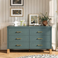 Olive modern six-drawer double dresser with solid wood legs - W1445S00005