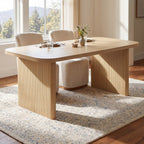 Natural oak dining table with rounded-rectangle top - N779P396018T_N779P396019L-2