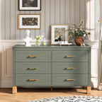 Sage modern six-drawer double dresser with solid wood legs - W1445S000010