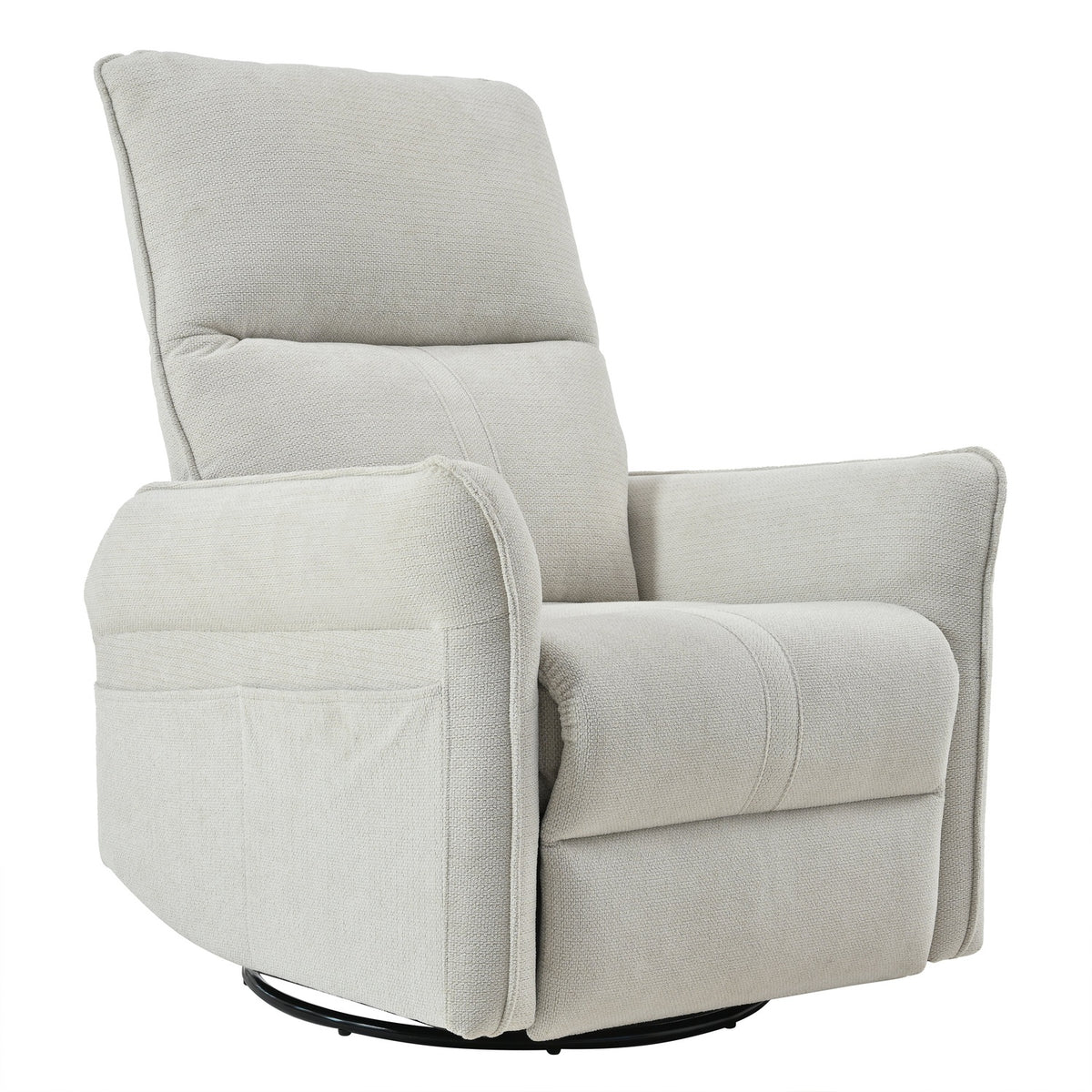 Gray 360-degree manual swivel rocker recliner chair